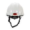 PIP MK8 Evolution Vented Type II Linesman Safety Helmet with HDPE Shell, EPS Impact Liner, Polyester Suspension, Wheel Ratchet Adjustment and 4-Point Chin Strap, White, Back View