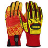 PIP Boss® Glove with Synthetic Leather Palm, Red Silicone Grip, Spandex Back, and TPR Impact Protection, Red, 6 Pairs