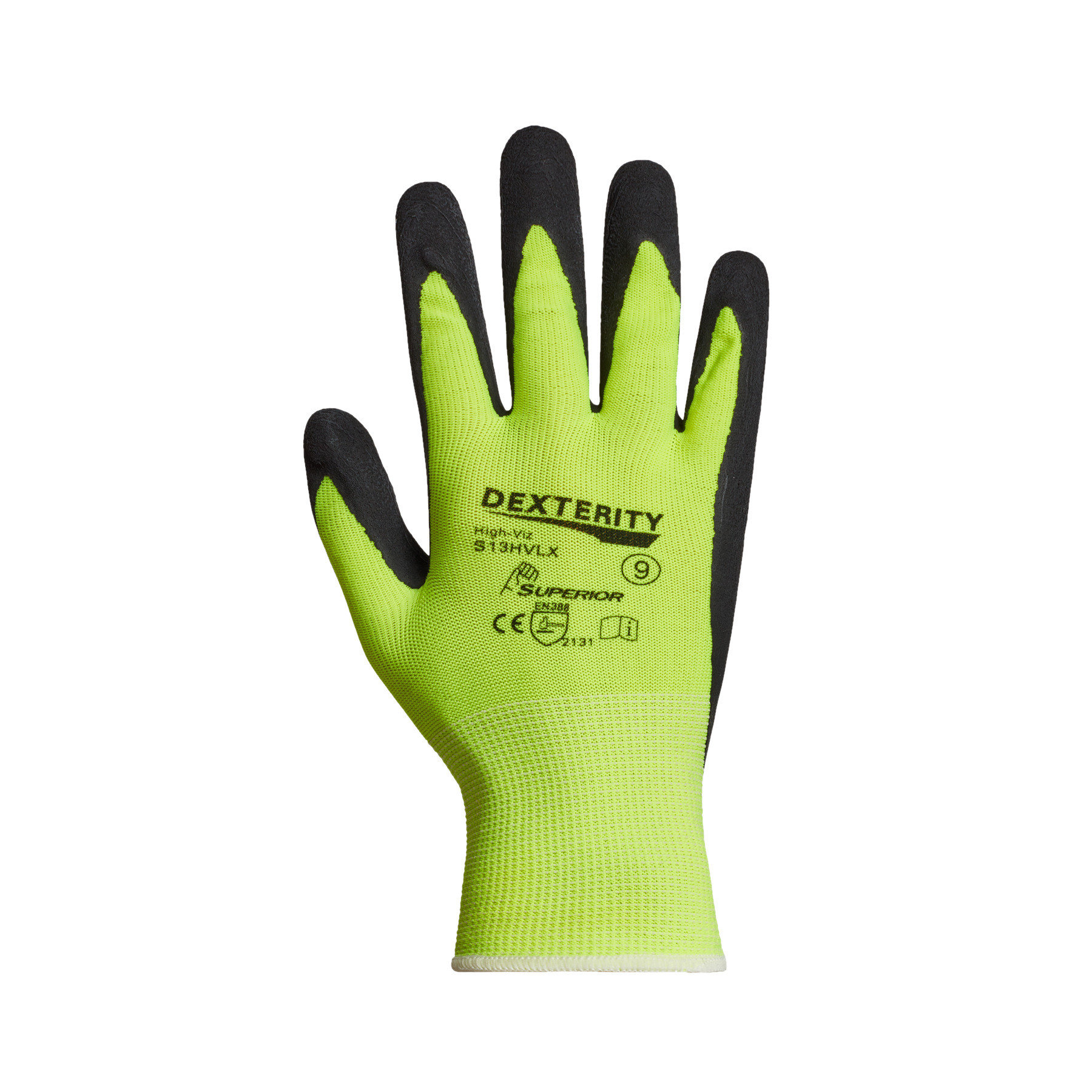 Dexterity® HiViz Micropore Foam Latex Palm Coated Polyester Gloves