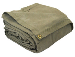 Flame Retardant Canvas Tarps 20' x 40' Olive Green