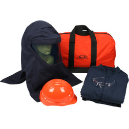 PIP® PPE 4 Arc Flash Navy Protection Clothing Kit with Jacket, Overalls, Hard Hat, Hood, Safety Glasses & Bag - 40 Cal/cm2.  Each: 1
