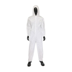 PosiWear M3 White Coverall with Zipper Front, Hood, Elastic Wrists & Ankles (Each)