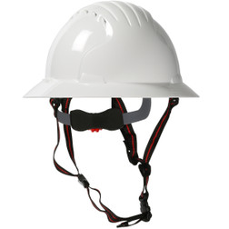 EVO® 6161 Ascend™ Vented Full Brim Safety Helmet with HDPE Shell, 4-Point Chinstrap, 6-Point Suspension and Wheel Ratchet Adjustment (Each)