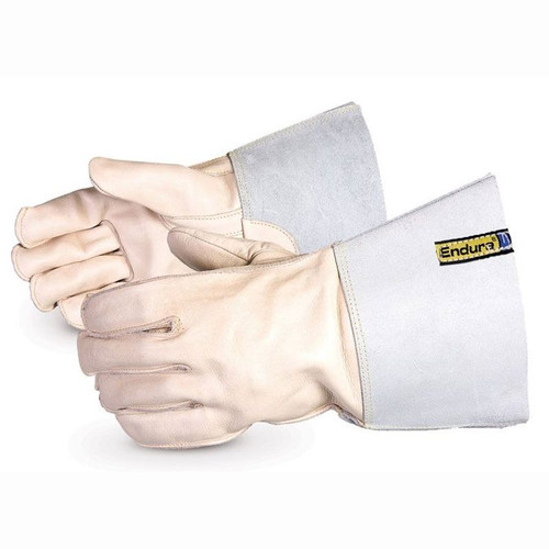 Endura® Cowgrain Split Leather Gloves with Outseam Kevlar Sewn and 4" Cuffs (Pack of 12) (399OSSC4)—Superior Glove™