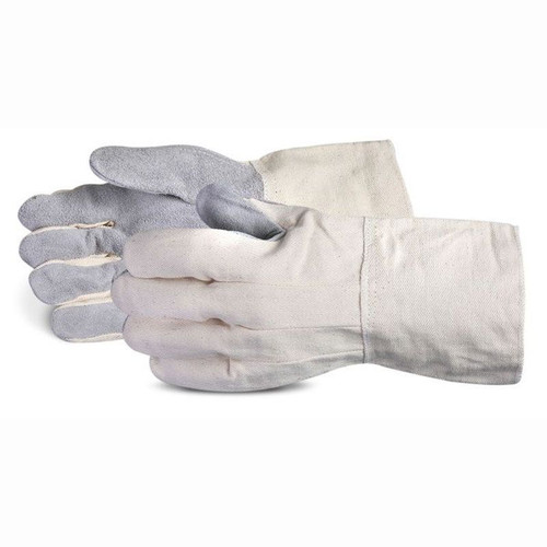 Endura® Split Leather Palm Cotton Gloves with 4" Cotton Cuff  (Pack of 12) (650G)—Superior Glove™