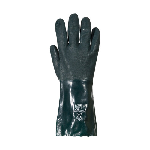 Chemstop™ Premium 14" Green Double Dipped Fleece Lined PVC Gloves (Pack of 12) (F236)—Superior Glove™