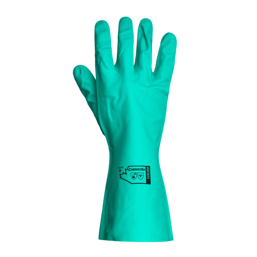 Chemstop™ Chemical & Puncture Resistant Flock Lined 12" Green Nitrile Gloves (Pack of 12) (NIF3018)—Superior Glove™