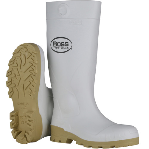 Boss® Footwear 16" White PVC Plain Toe Waterproof Boot (Pair)