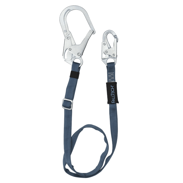 FallTech Adjustable Restraint Lanyard; Web, 4' to 6' with Rebar Hook