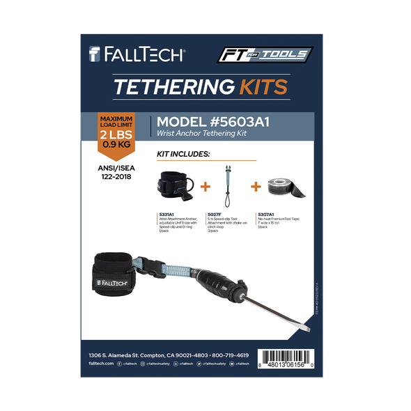 Tool Tethering Kit, 5 lb, Wristband with Speed Clip Attachments and Tool Tape