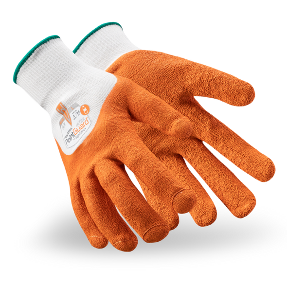 HexArmor 15G Hi-vis polyester shell with blue sandy nitrile 3/4 dip (double dip)