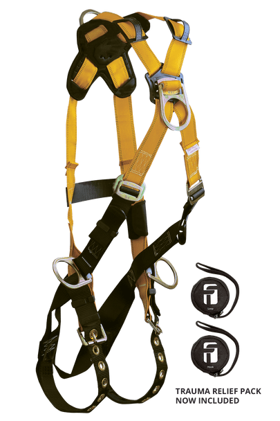 FallTech Journeyman Flex Crossover Climbing FBH UniFit Steel 4D TB Legs QC Chest, w/ Trauma Pack