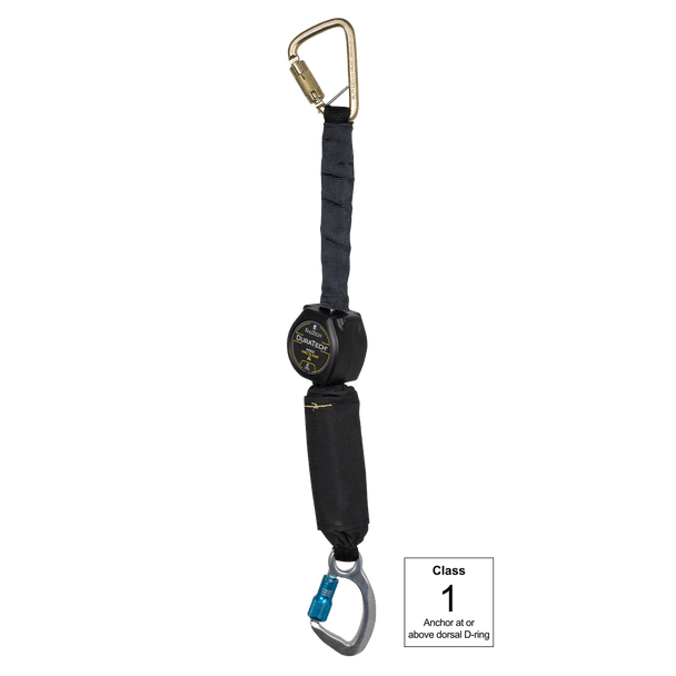 6' Arc Flash DuraTech® Mini Class 1 Personal SRL-P with Aluminum Dorsal Connecting Carabiner and Steel Anchorage Carabiner