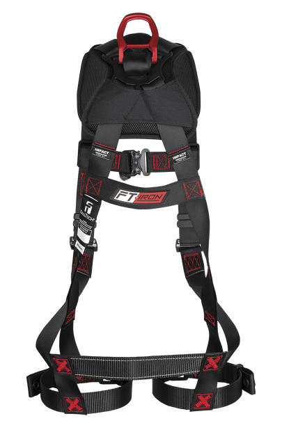 FallTech FT-Iron FBH 1D+FD Climbing Non-Belted, TB Legs/QC Chest, Large Pad, Back view