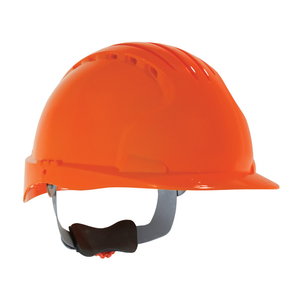 PIP Evolution® Deluxe 6151 Standard Brim, Vented Hard Hat with HDPE Shell, 6-Point Polyester Suspension and Wheel Ratchet Adjustment, Neon Orange