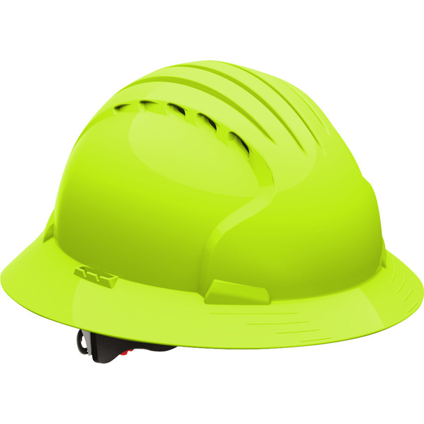 PIP Evolution® Deluxe 6161 Vented, Full Brim Hard Hat with HDPE Shell, 6-Point Polyester Suspension and Wheel Ratchet Adjustment, Neon Yellow