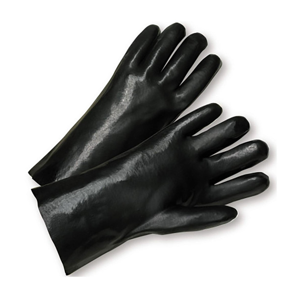 PIP® PVC Dipped Glove with Interlock Liner, Smooth Finish, and 10-Inch Length, L, Black, Dozen