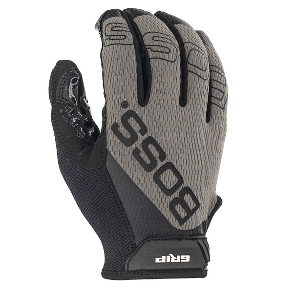 PIP Boss® Grip Glove with Synthetic Microfiber Palm, Silicone Coated Grip, and Mesh Fabric Back, Gray, 12 Pairs