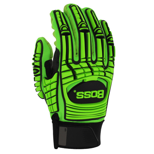 PIP Boss® Green Glove with Corded Cotton Palm, Spandex Back, and TPR Impact Protection, Green, 6 Pairs