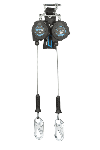 FallTech 8' Cable CT-X Class 2 LE SRL, Twin-leg with Steel Snap Hooks
