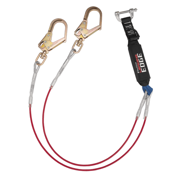 FallTech 6' Leading Edge Cable Energy Absorbing Lanyard, Double-Leg with Rebar Connectors