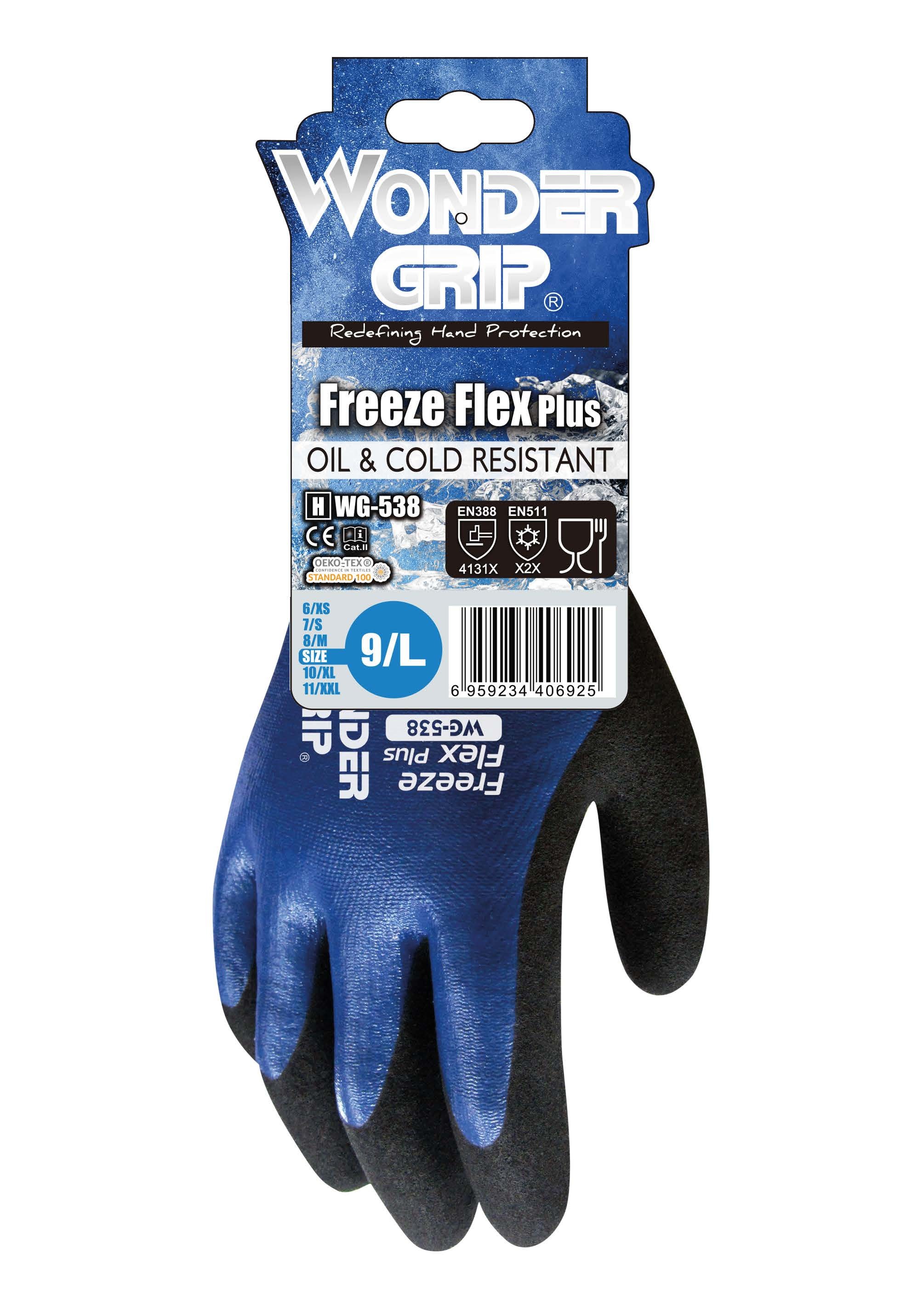 Pack of 12 - Wonder Grip WG-538 Freeze Flex Plus 13-Gauge Nitrile Coated  Gloves - First Place Supply