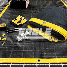 Dropped Object Prevention Mats 8' x 8' Black Mesh Yellow Border With ...