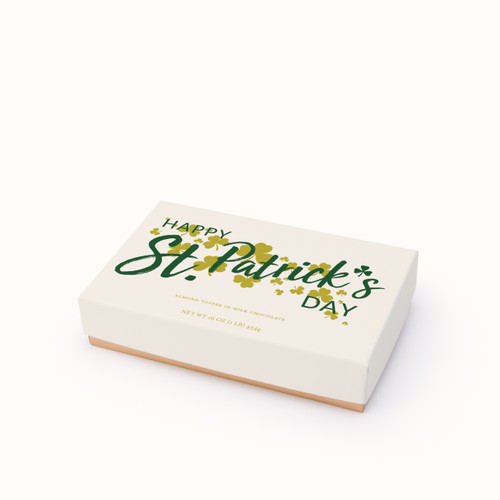 St. Patrick's Day 1lb Traditional Almond Toffee Closed Box