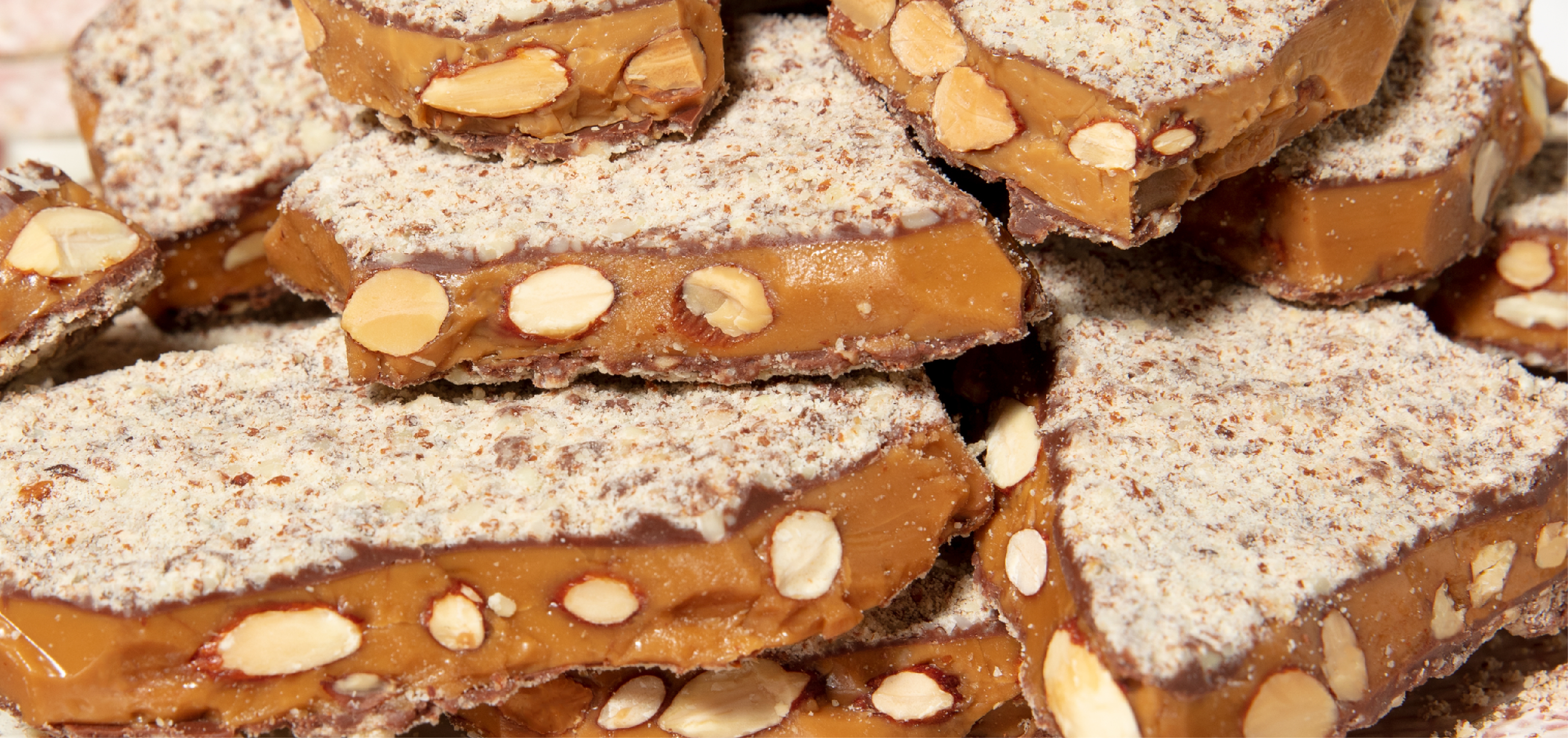 Macro of Milk Chocolate Almond Toffee