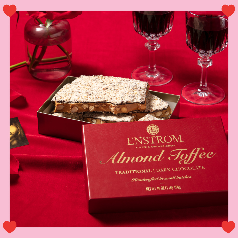 Valentine's Day Dark Chocolate Almond Toffee
