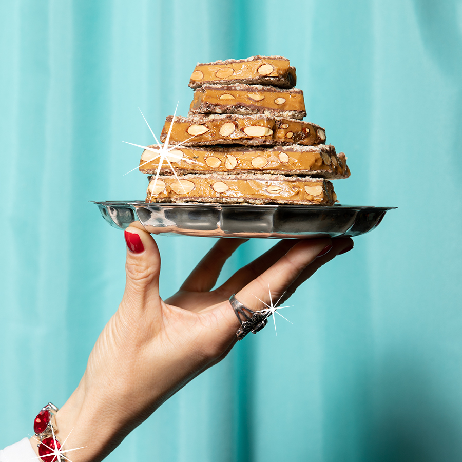 Almond Toffee Stacked on a Plate