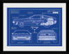 Back To The Future DeLorean Blueprint Framed Print