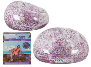 Large Inflatable Sofa With Holographic Rose Gold Glitter Lounger