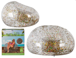 Large Inflatable Sofa With Holographic  Gold Glitter Lounger