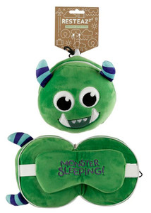 Green Monstarz Travel Pillow and Eye Mask