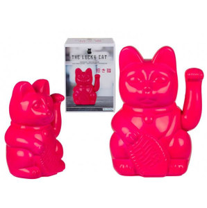 Meneki-Neko Pink Waving Cat Ornament