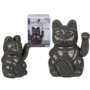 Meneki-Neko Grey Waving Cat Ornament