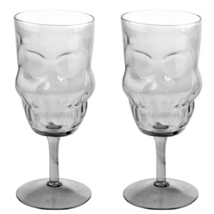 Skull Set of 2 Wine Glasses