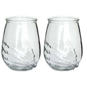 Skeleton Hand Set of 2 Glass Tumblers