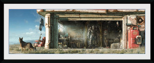 Fallout Garage Wide Framed Print