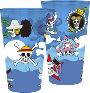 One Piece Skulls Blue Drinking Glass