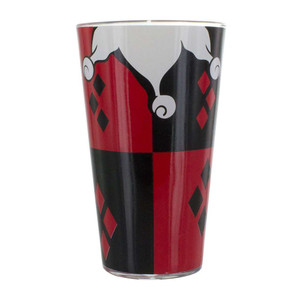 Harley Quinn Red Black Drinking Glass
