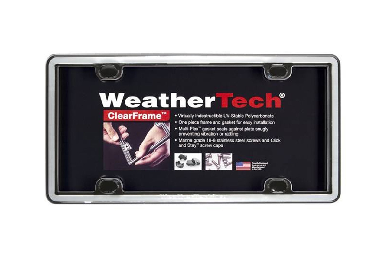 WeatherTech Clear License Plate Frame Black and Chrome
