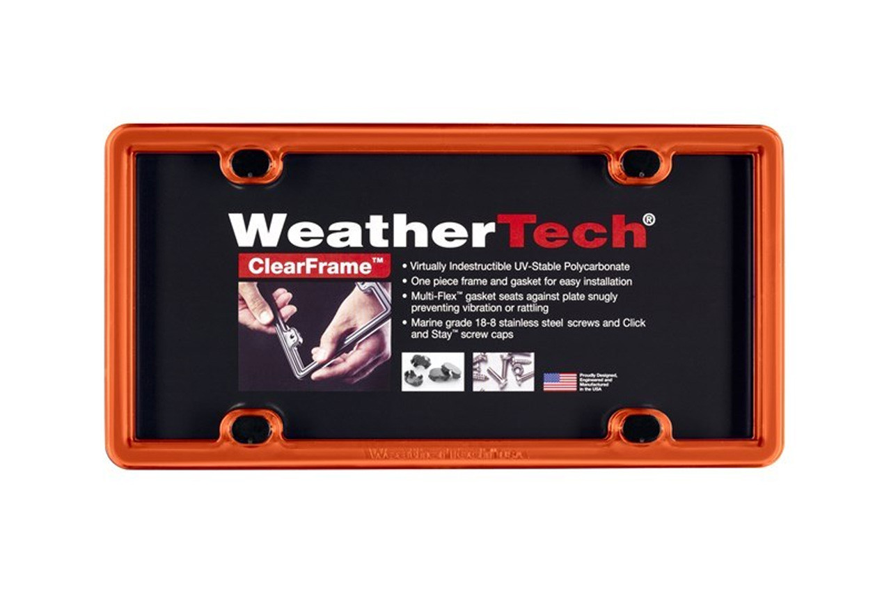 WeatherTech Clear License Plate Frame Orange