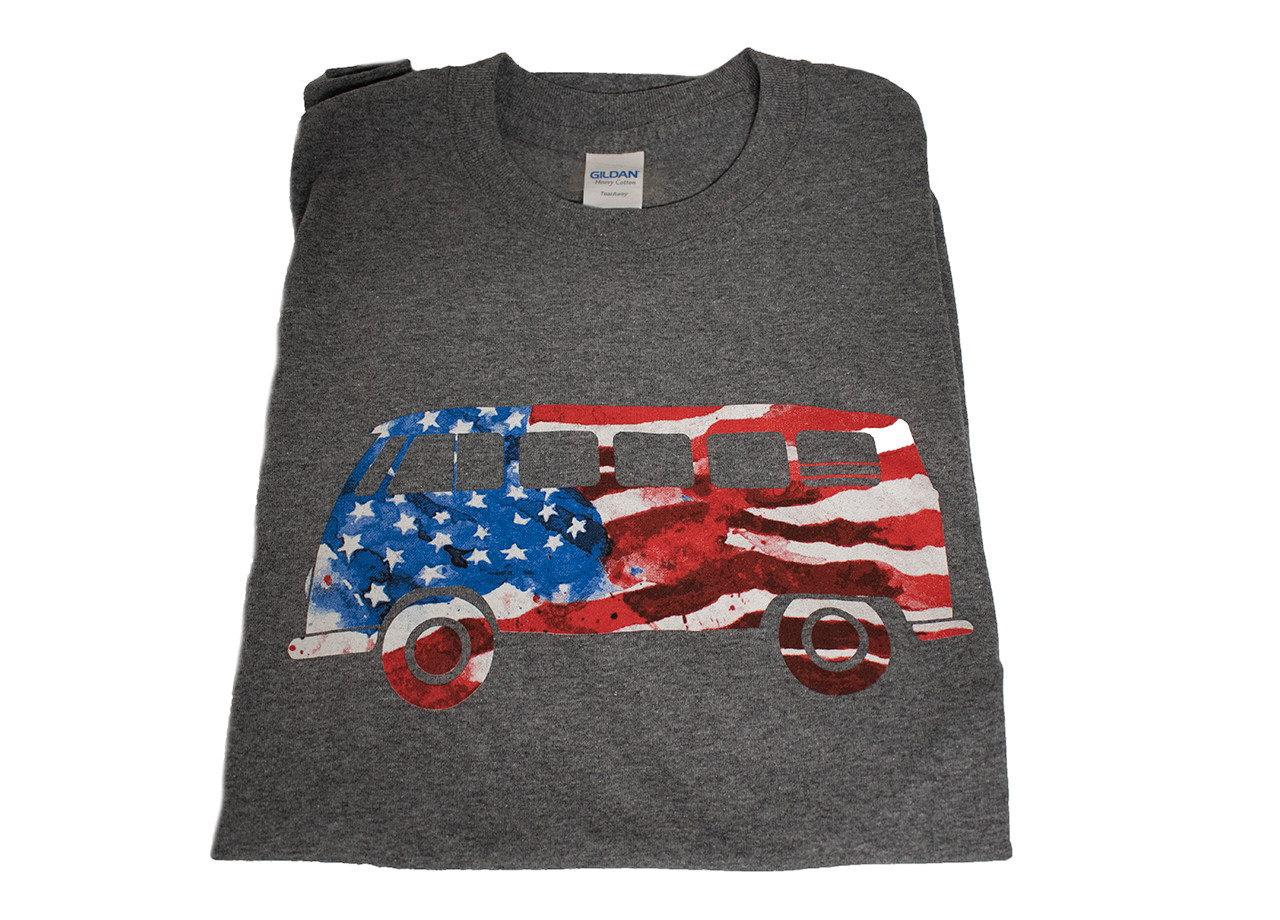 VW T-Shirt - American Flag Bus