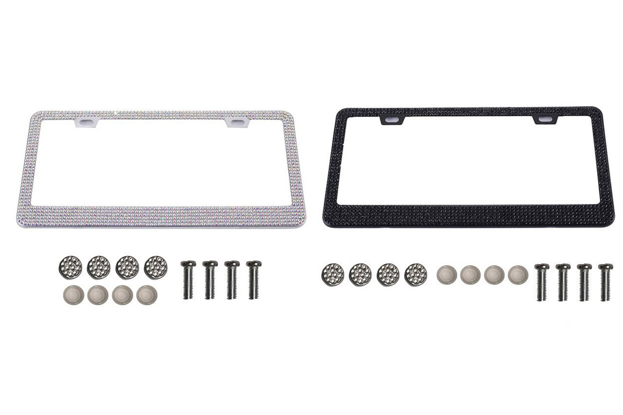 Bling License Plate Frame Silver and Black