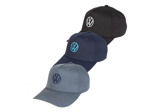 VW Twill Baseball Hats - Black, Blue and Grey