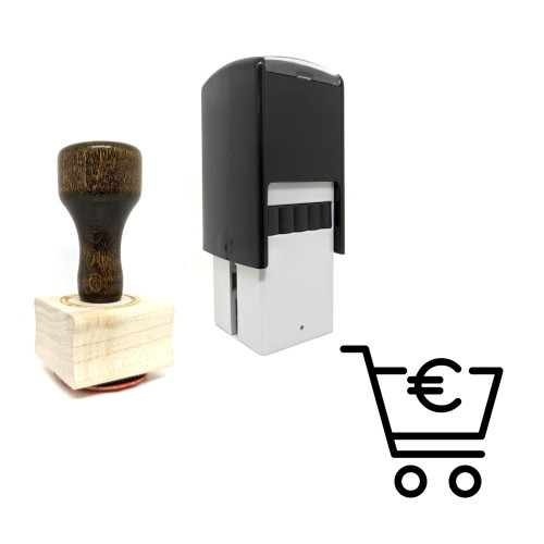 "Euro Shopping Cart" rubber stamp with 3 sample imprints of the image