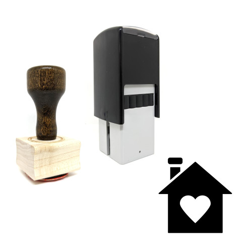 "Love Home" rubber stamp with 3 sample imprints of the image