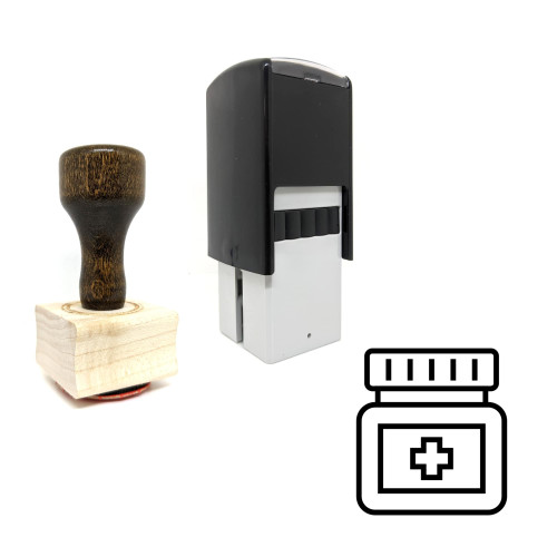 "Medicine Jar" rubber stamp with 3 sample imprints of the image